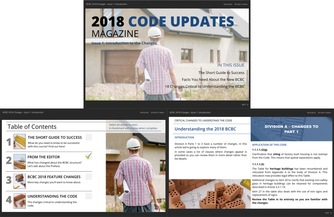 Code Change magazine for BOABC. engaging eLearning module