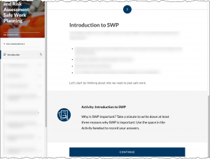 screenshot 1 of safe work planning eLearning